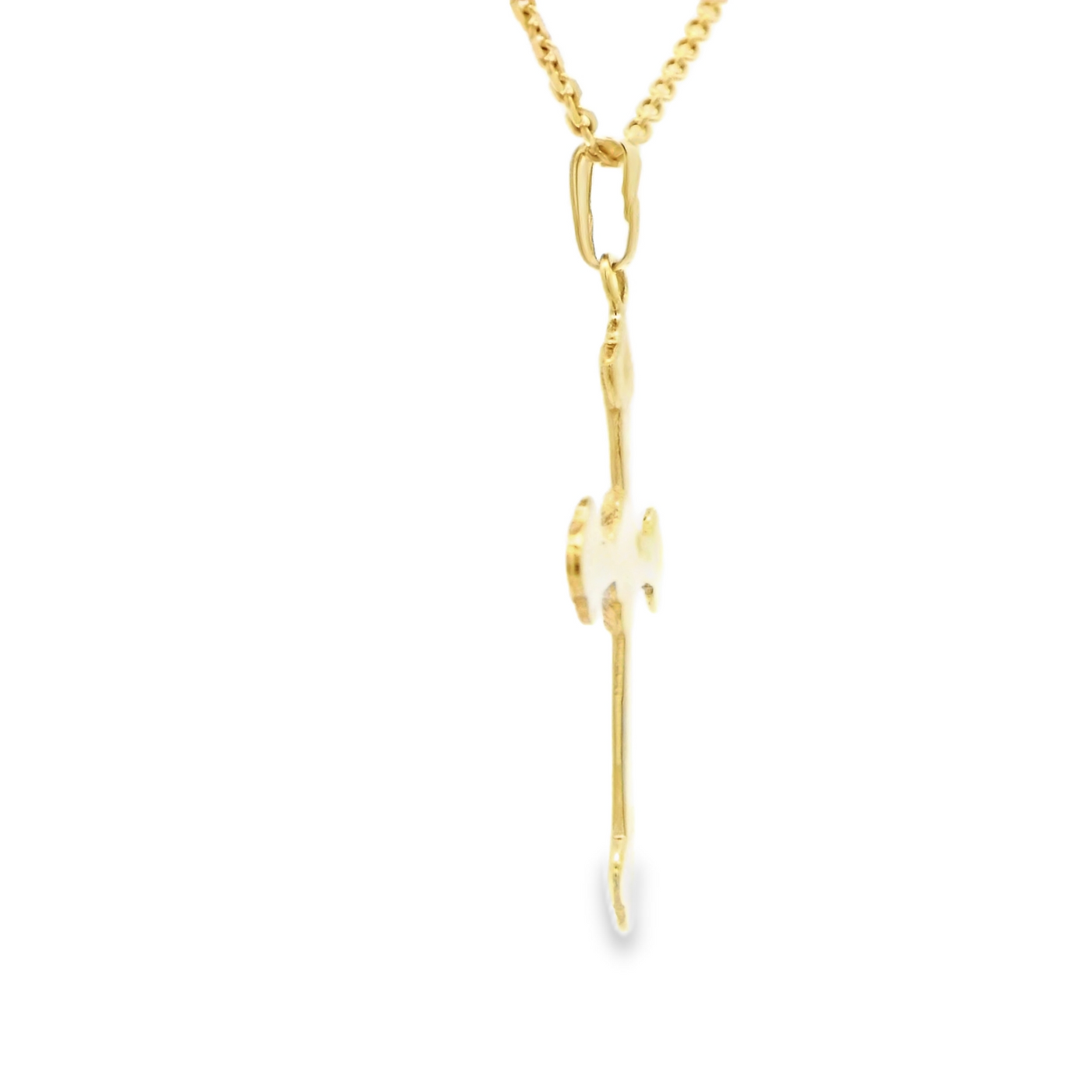 14 KARAT DIAMOND CUT CHARM JESUS CROSS CIRCLE BACK
