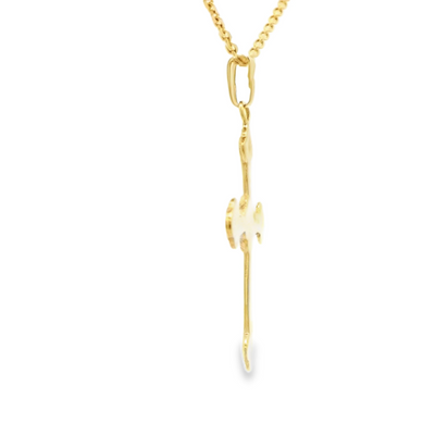14 KARAT DIAMOND CUT CHARM JESUS CROSS CIRCLE BACK