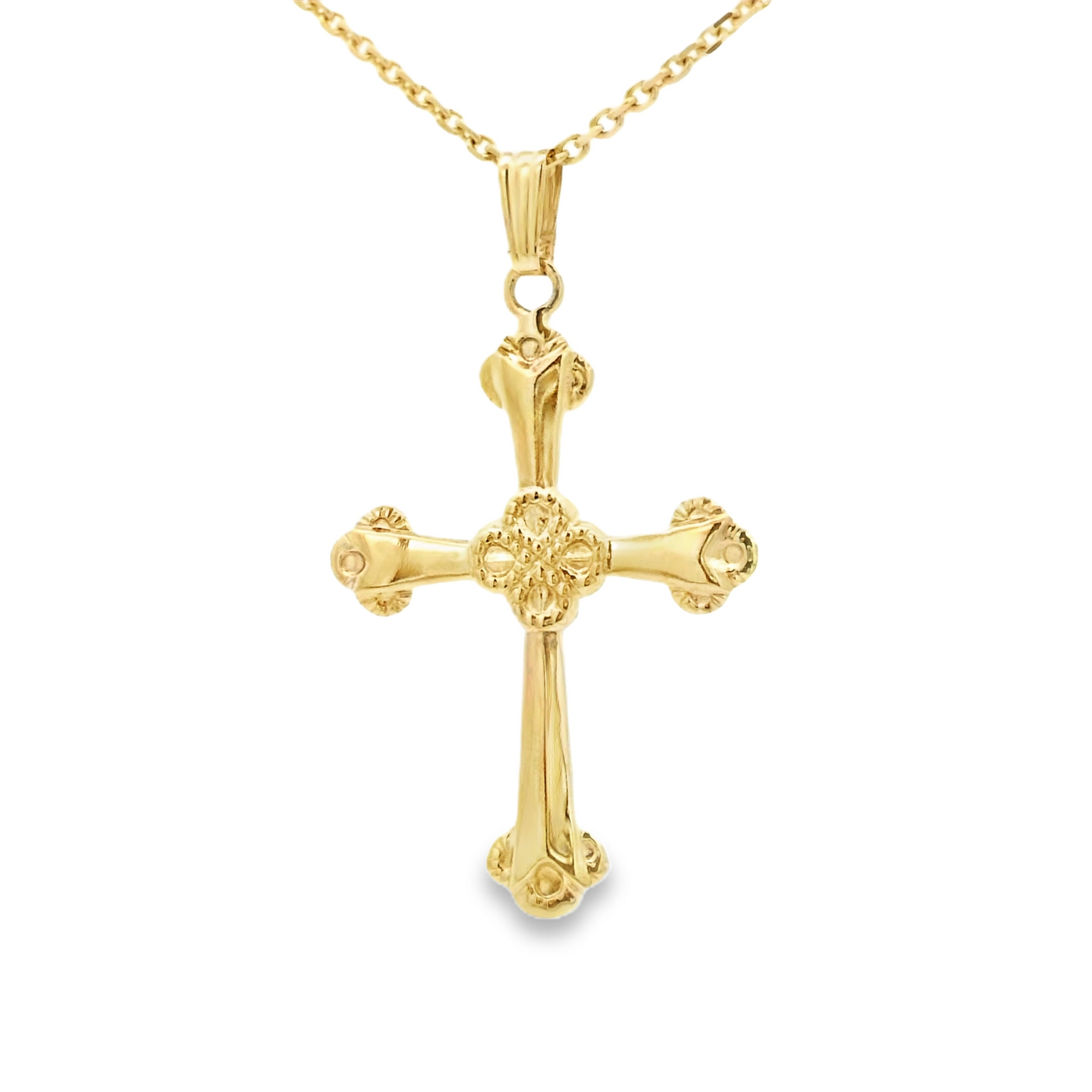 14 KARAT DIAMOND CUT CHARM JESUS CROSS CIRCLE BACK