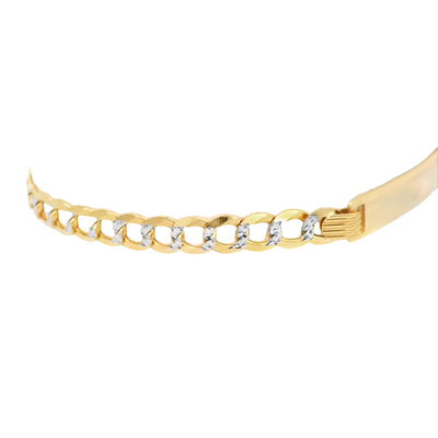 14K Diamond Cut Cuban Italian Curb ID Bracelet