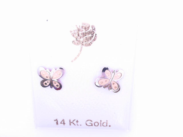 14 KARAT EARRINGS WEIGHT: 0.3G BUTTERFLY SATIN FNI