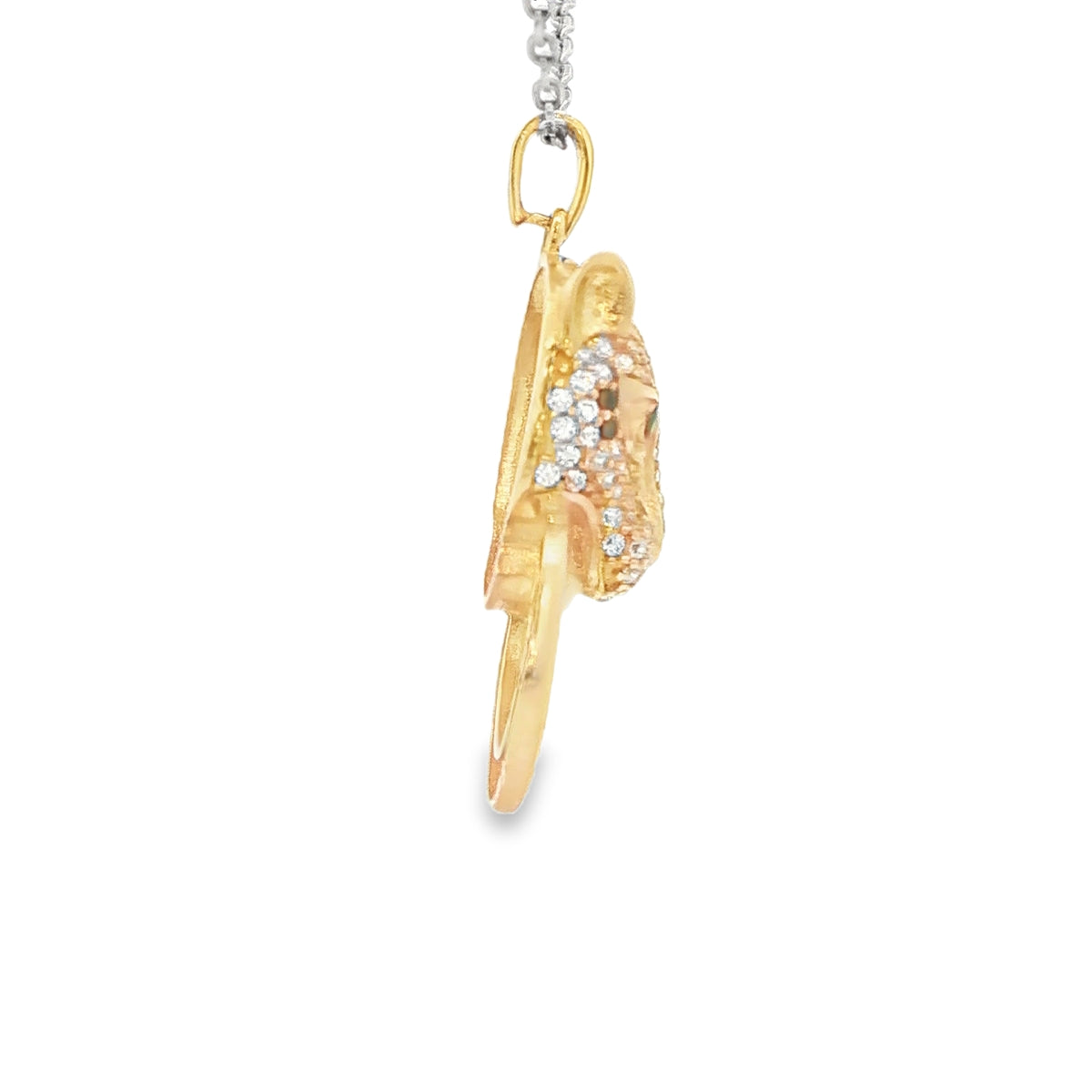 PENDANT 14K 3.3G PANTHER CZ GREEN EYES