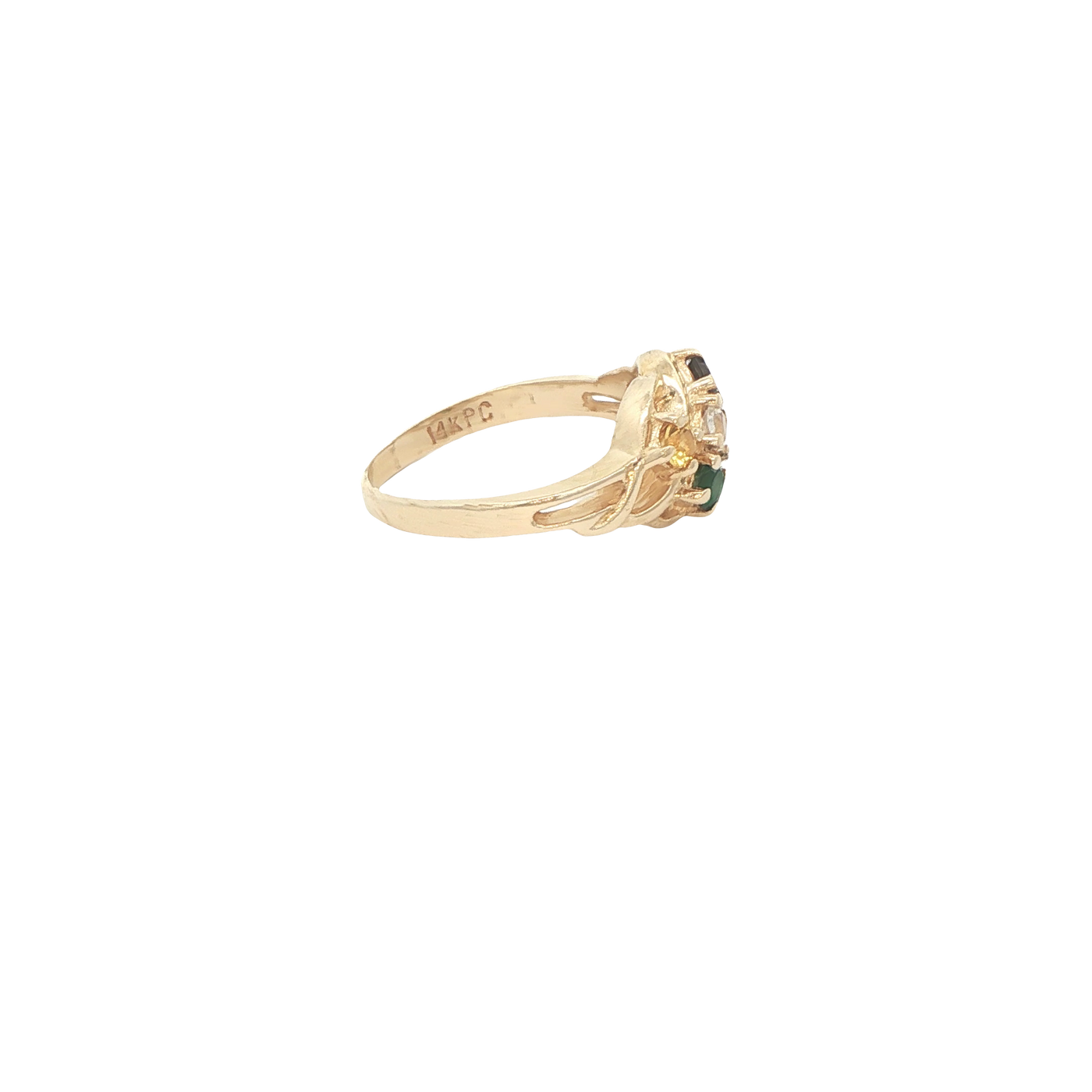 14 KARAT RING SIZE 3.75 WEIGHT: 2.3G : CZ GREEN PU