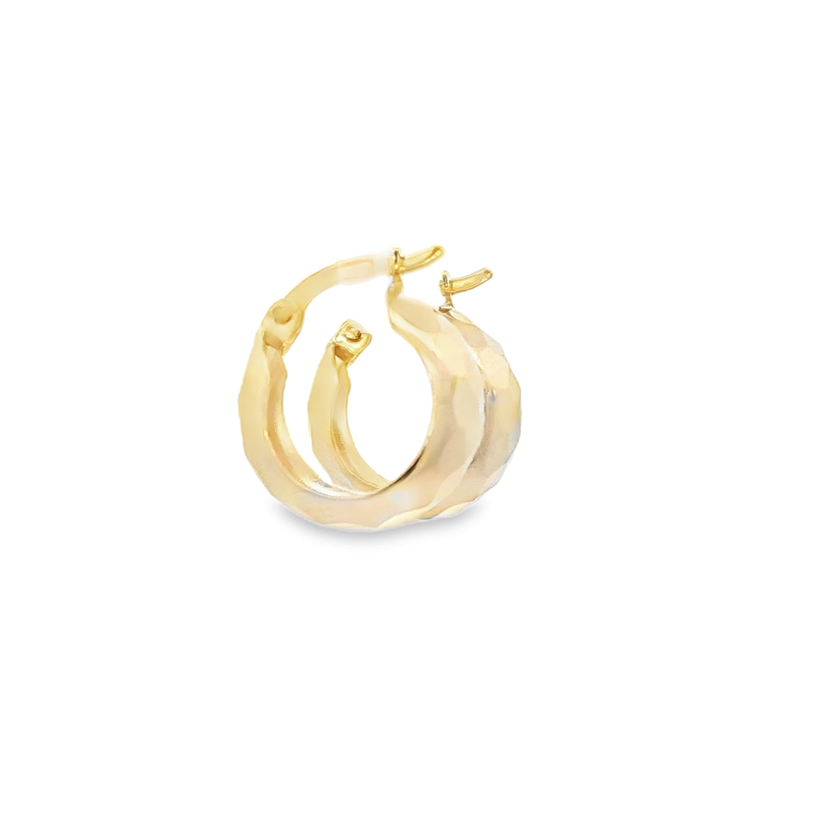 14 KARAT SMALL HOOP EARRINGS 14MM FACETED