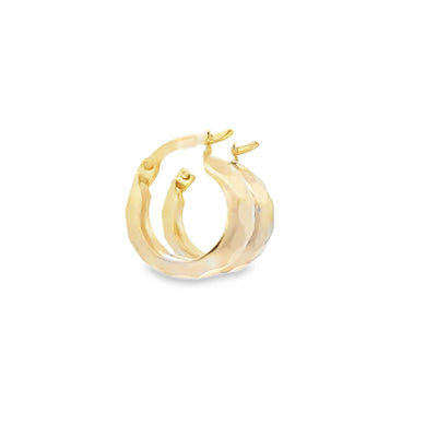 14 KARAT SMALL HOOP EARRINGS 14MM FACETED
