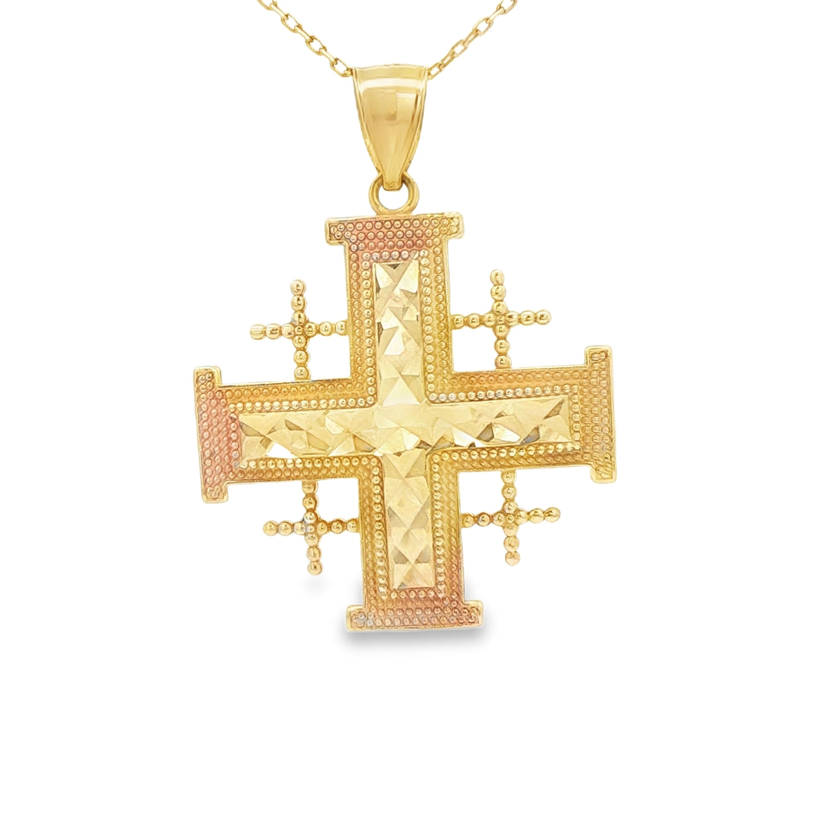 14KP 4.7G CROSS DC GREEK MILIGRAIN CROSS