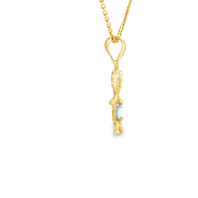 PENDANT 14KP CZ LIGHT BLUE BELLY GIRL