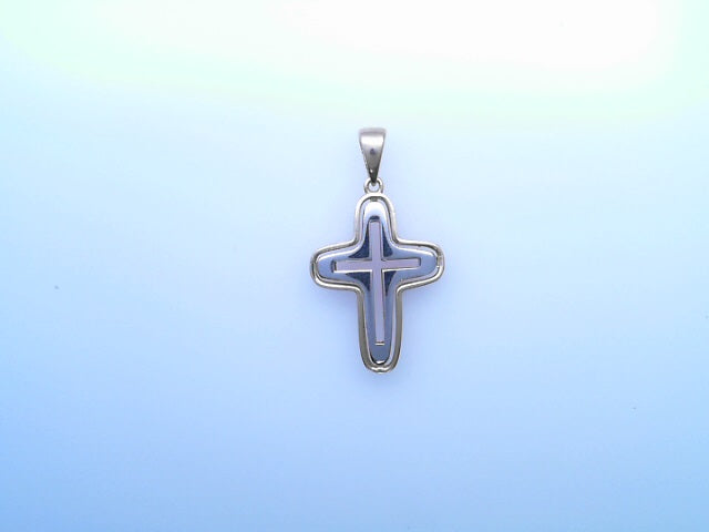 14K  PENDENT CROSS FANCY  2.1G  ITALIAN TWO TONE