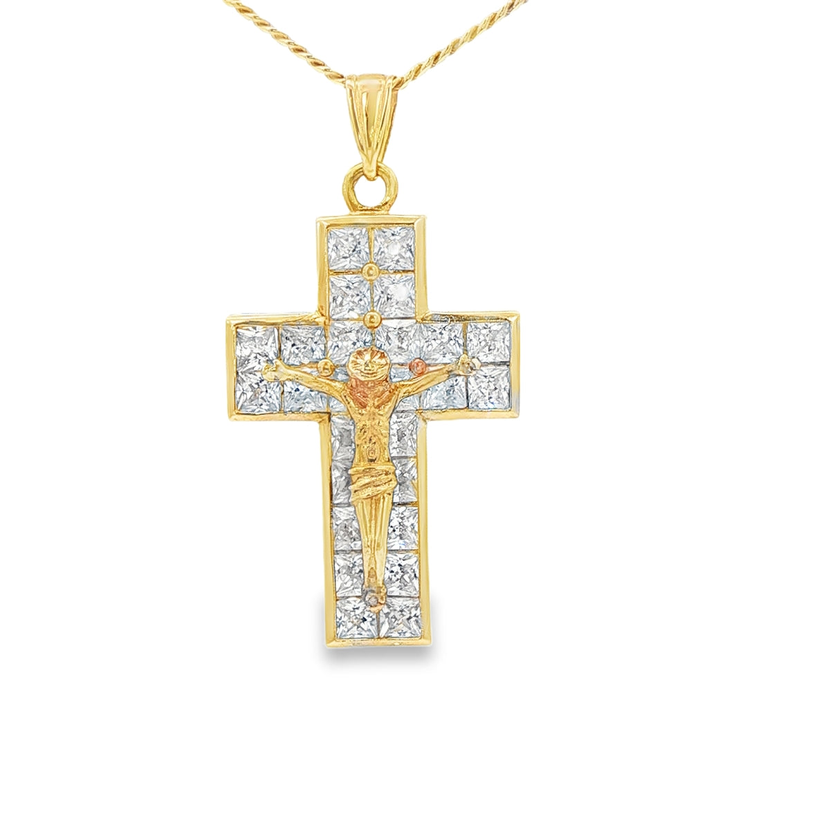 14KP 5.0G JESUS CROSS CZ JESUS BOXY CROSS