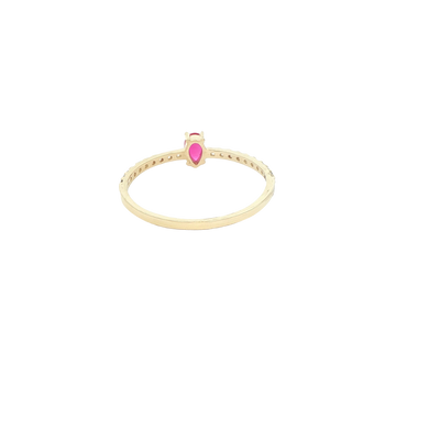 14 KARAT RING SIZE 8.25 WEIGHT: 1.1G : CZ RED PEAR