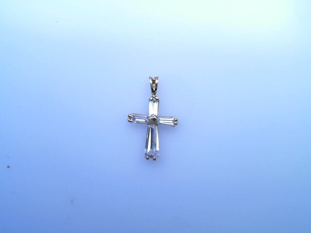 14K PENDENT  1.4G   CROSS CZ   TAPERED   BAGUETTE