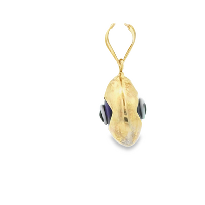 PENDANT 14K EVIL EYE BLUE OVAL POLISHED