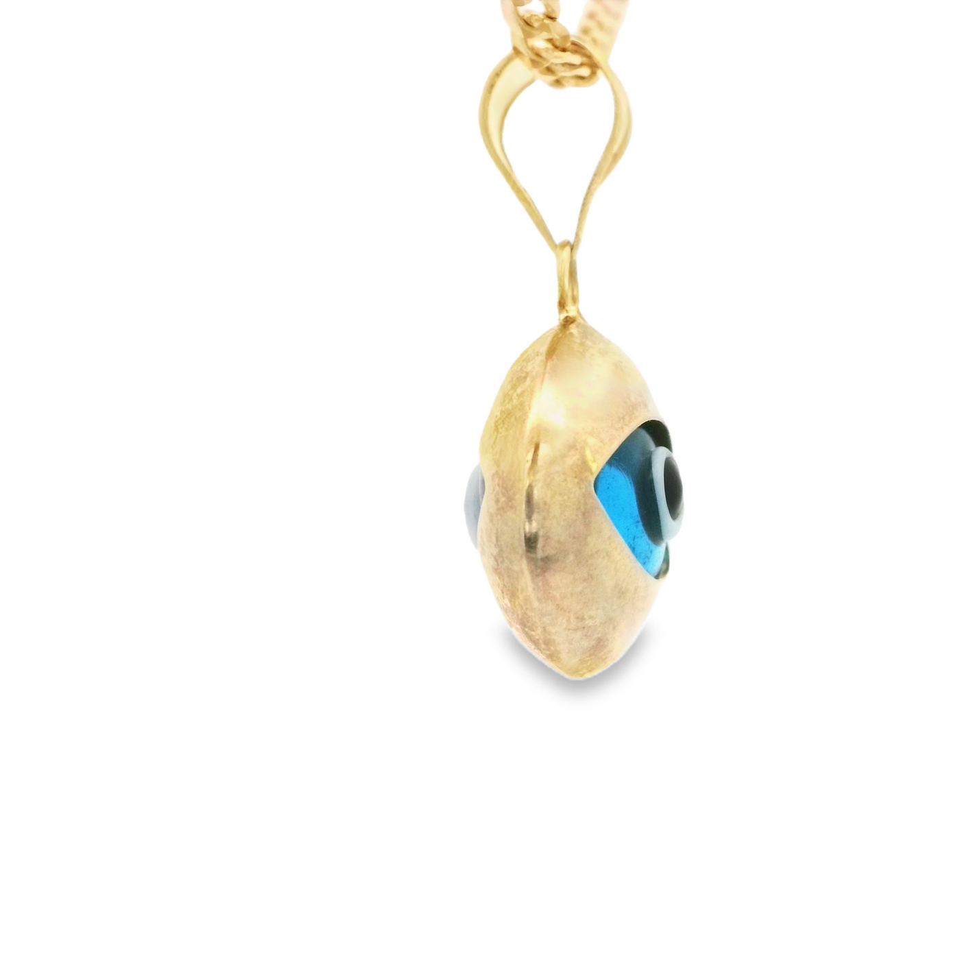PENDANT 14K EVIL EYE BLUE OVAL POLISHED
