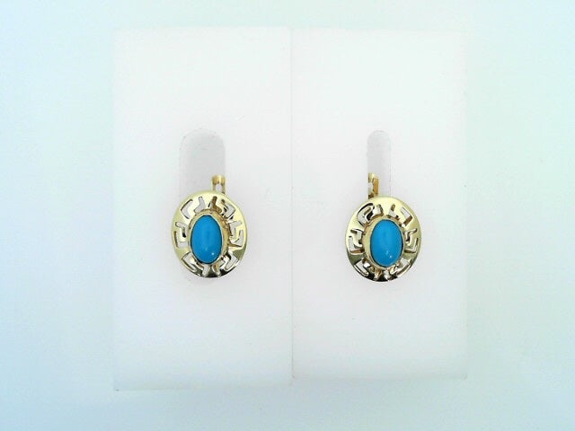 14 KARAT STUD EARRINGS WEIGHT: 2.1G : OVAL TURQOIS