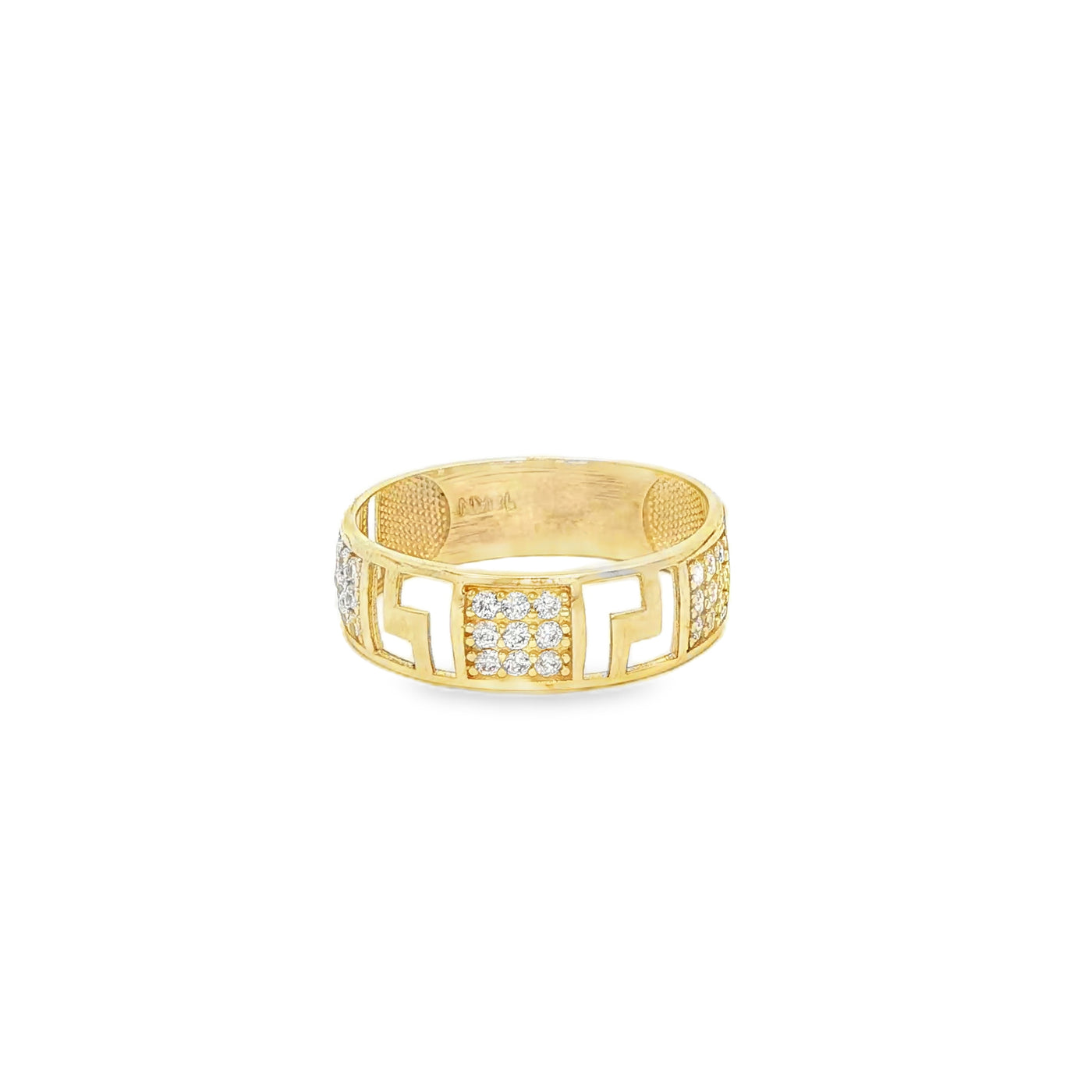 14 KARAT RING SIZE 7 WEIGHT: 2.0G : 5.5MM CZ GREEK