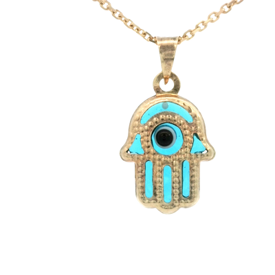 PENDANT 14K HANSMA EVIL BLUE MILIGRAIN