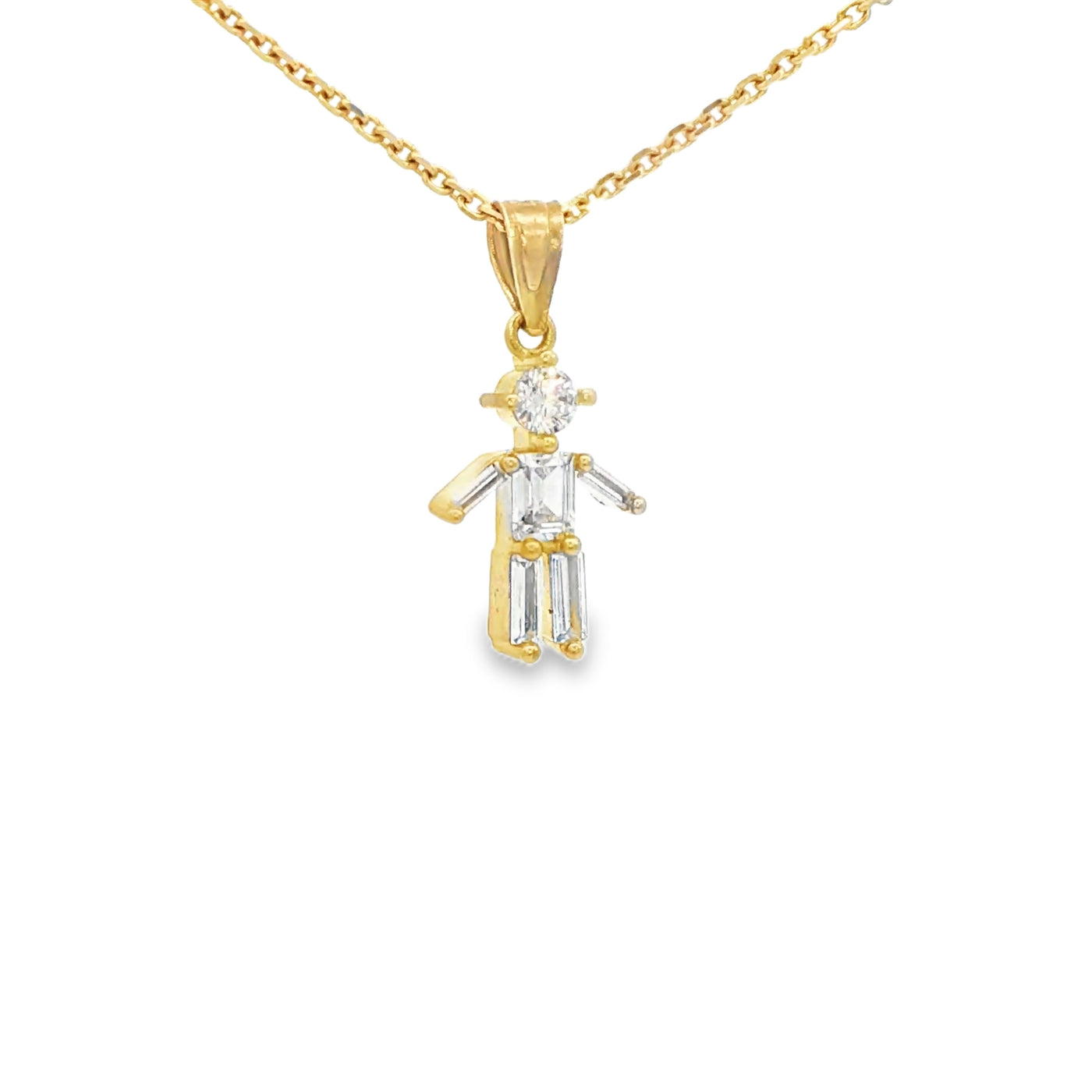 PENDANT 14K BOY CZ BAGUETTE STYLE BOY