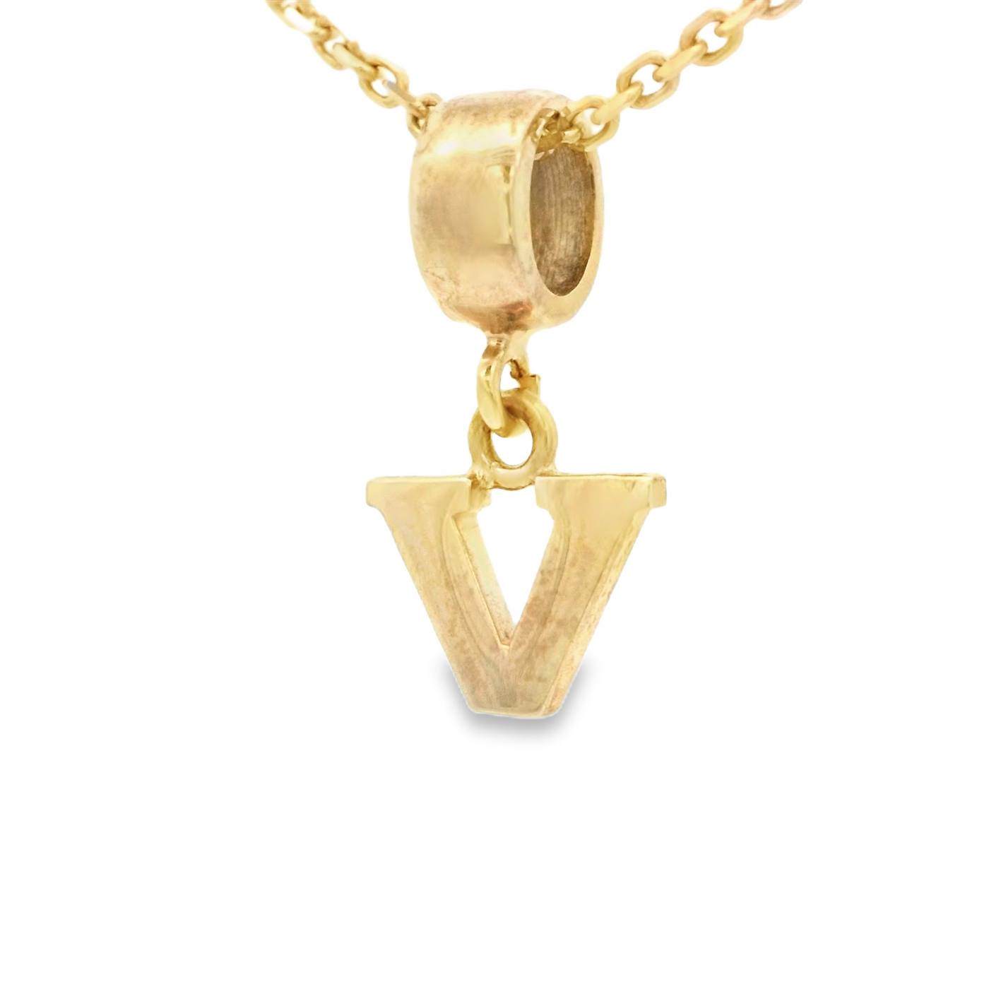 PENDANT 14K V Letter BailRing