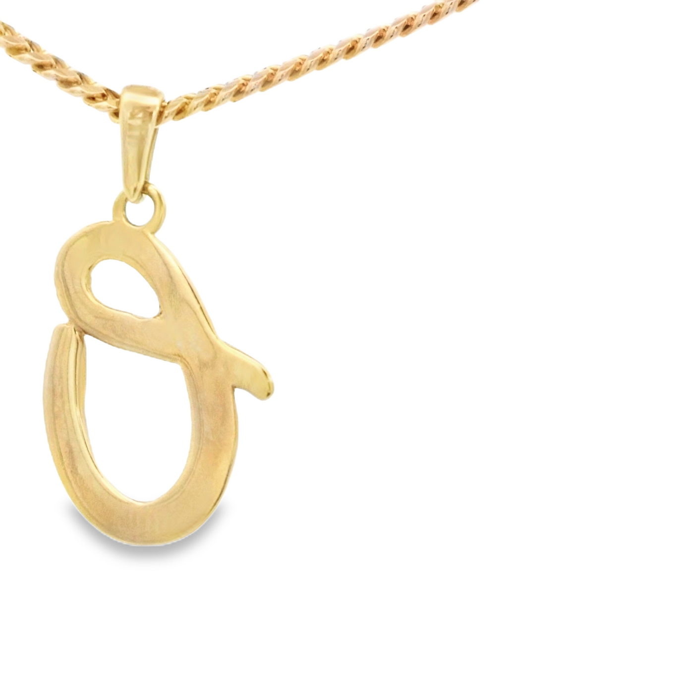PENDANT 14K LETTER O SCRIPT POLISHED
