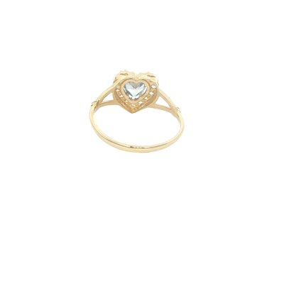 14 KARAT RING SIZE 7 WEIGHT: 2G : CZ HEART BLUE CE