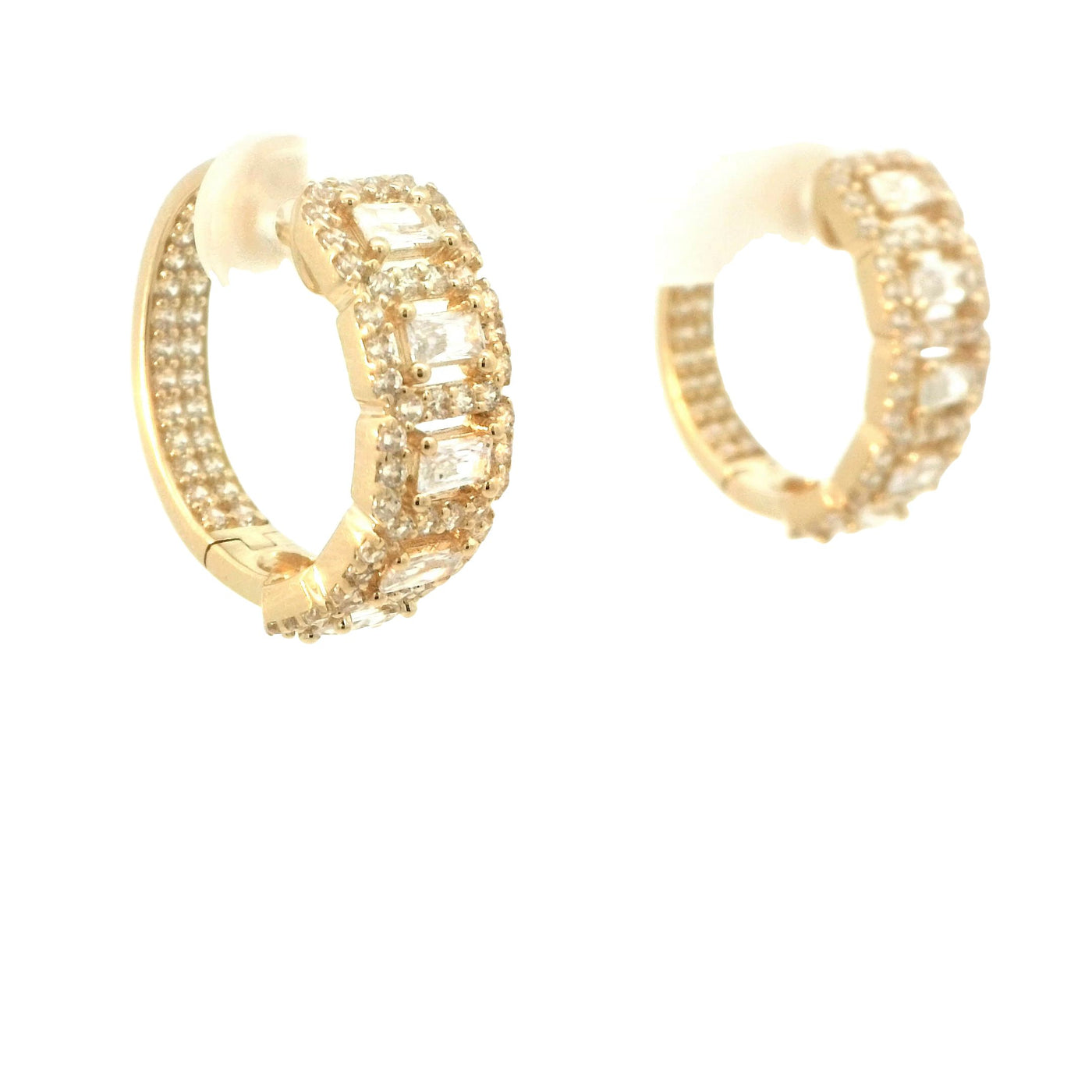 EARRINGS 14 KARAT WEIGHT: 8.5G  HALO RECTANGLE PATTERN