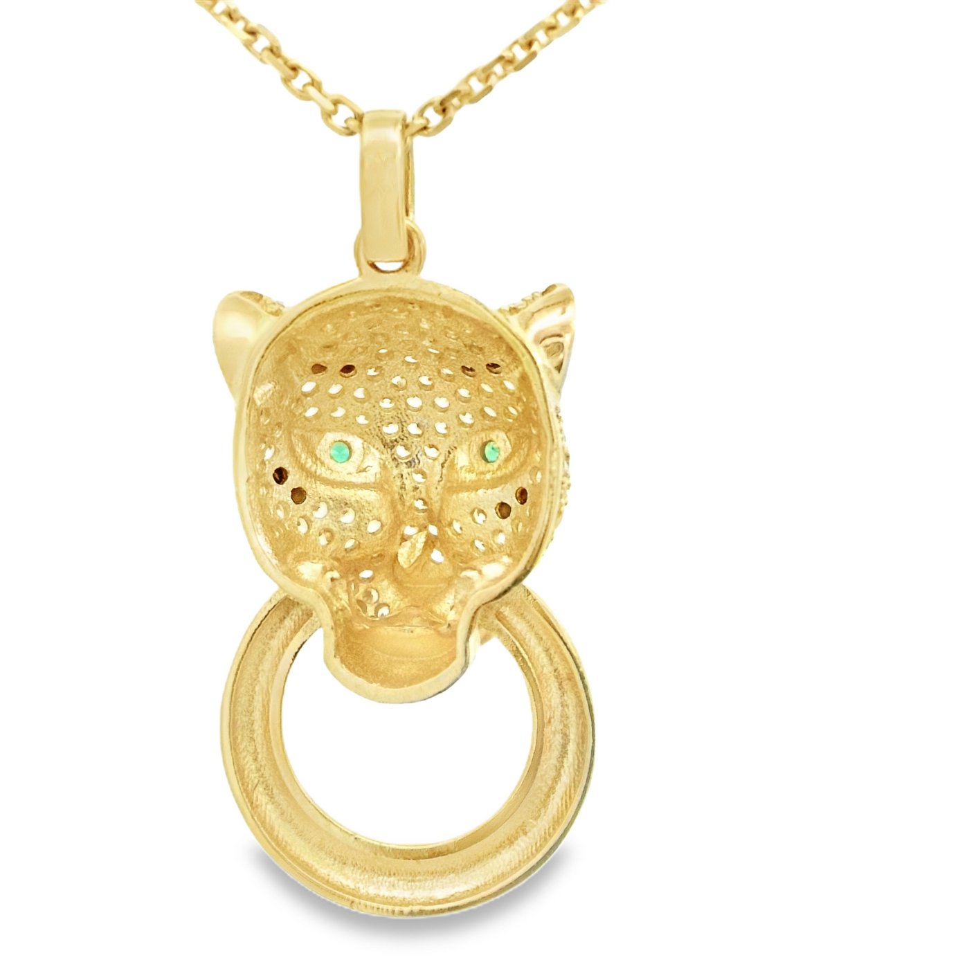 PENDANT 14K 3.3G PANTHER CZ GREEN EYES