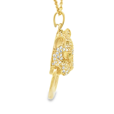 PENDANT 14K 3.3G PANTHER CZ GREEN EYES