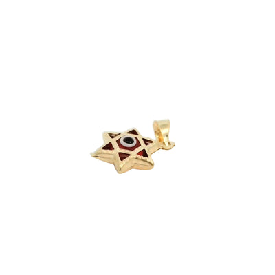 PENDANT 14K EVIL EYE RED STAR MILIGRAIN