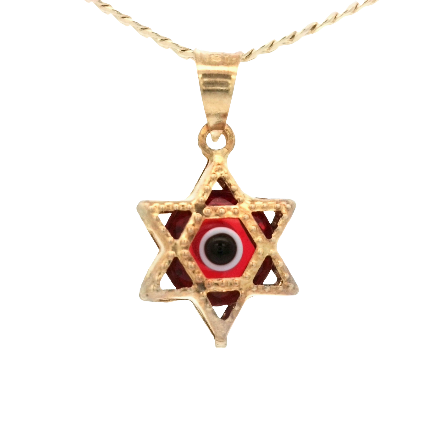 PENDANT 14K EVIL EYE RED STAR MILIGRAIN
