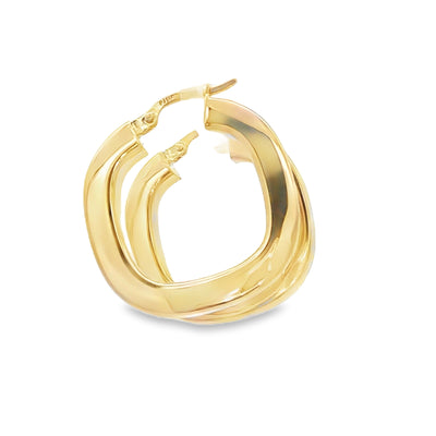 14 KARAT MEDIUM HOOP EARRINGS 25MM SQUARE HOOP