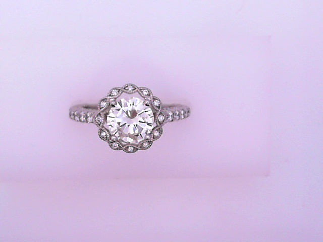 RING 18K WHITE ENGAGEMENT DIAMOND SHNK .37CT VVS2,