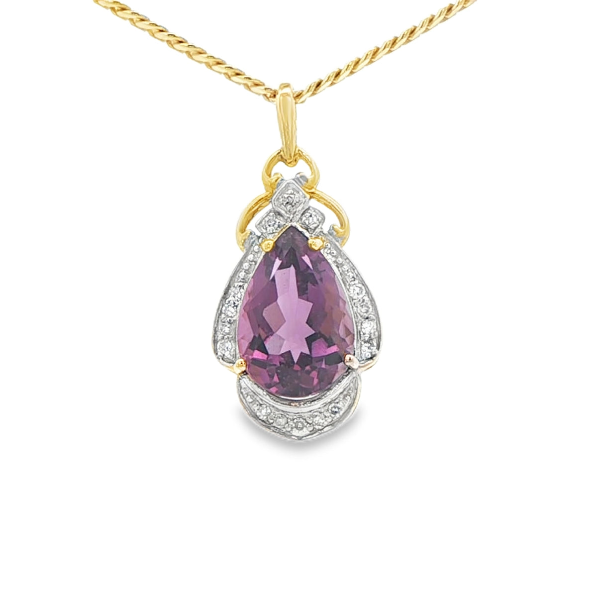 10K PENDANT PEAR SHAPE AMETHYST