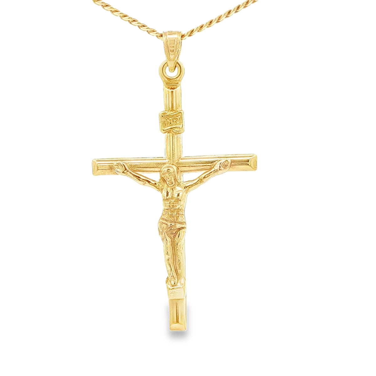 14 KARAT DIAMOND CUT CHARM JESUS CROSS CIRCLE BACK