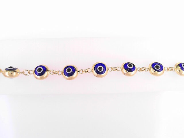 BRACELET 14KB 7.2G EVIL EYE 7.5'' BLUE