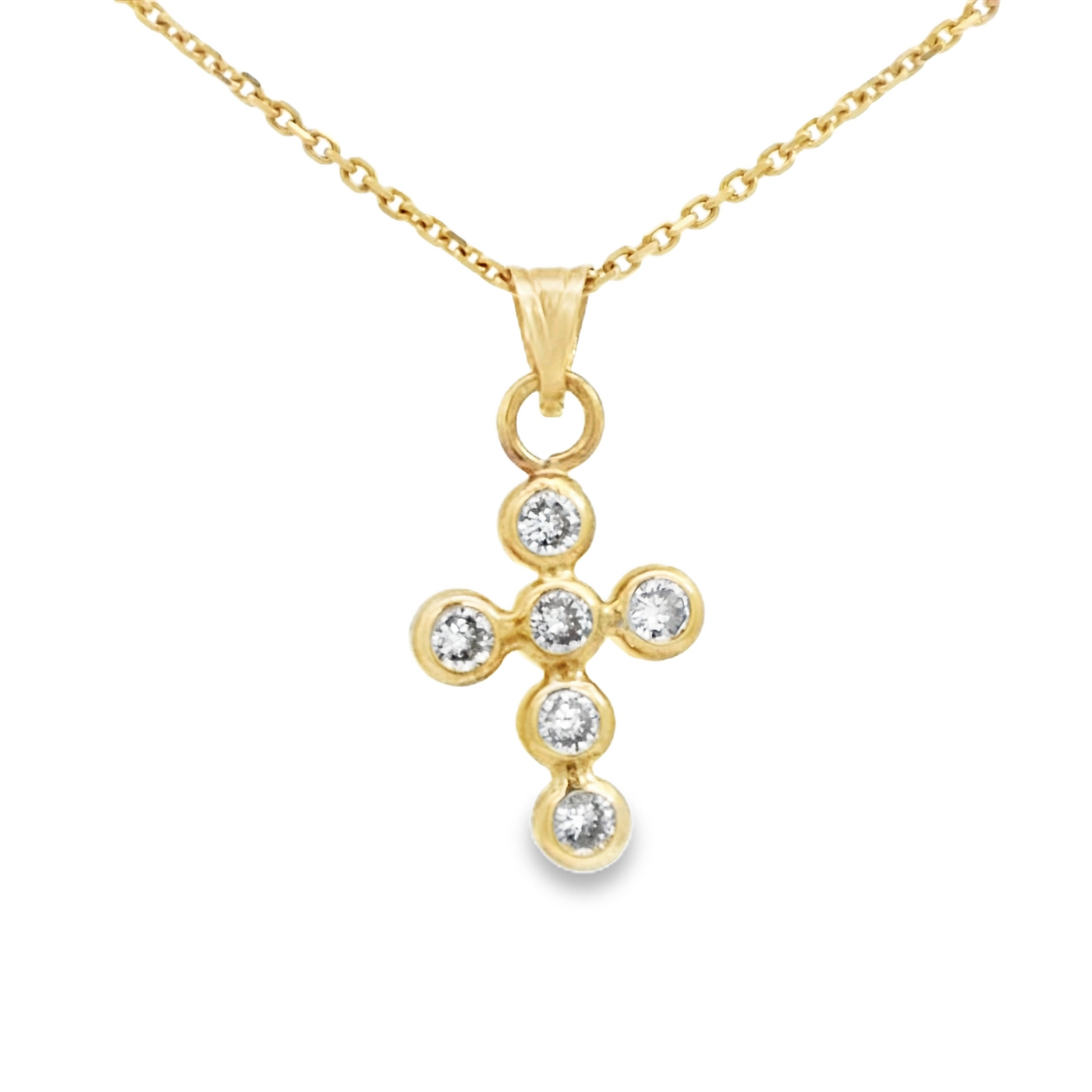 14K PENDENT CROSS CZ CROSS RND CIRCLES