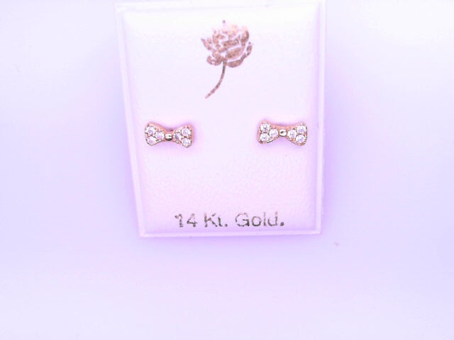 14 KARAT STUD EARRINGS WEIGHT: 0.8G : 5MM CZ CLEAR