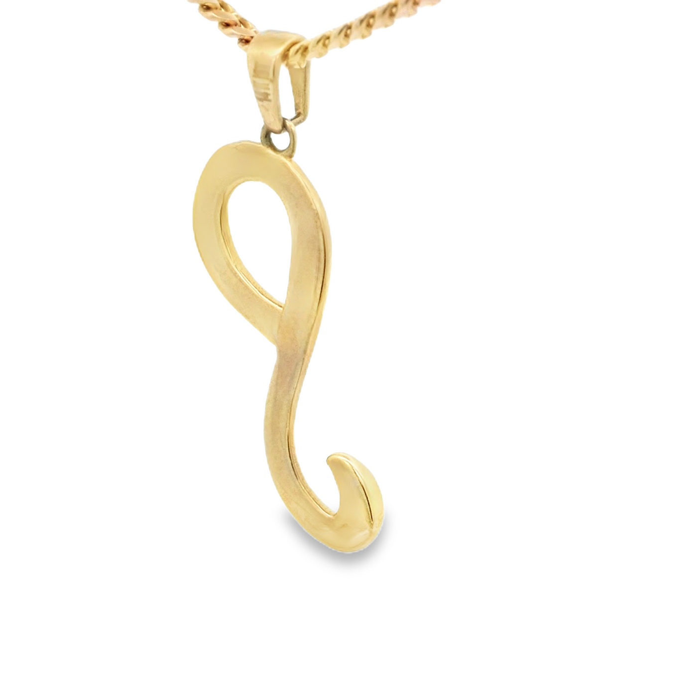 PENDANT 14K LETTER P SCRIPT LETTER POLISHED