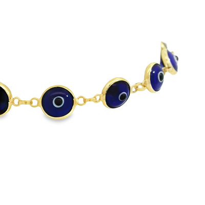 BRACELET 14KB 5.2G EVIL EYE 7.5'' BLUE