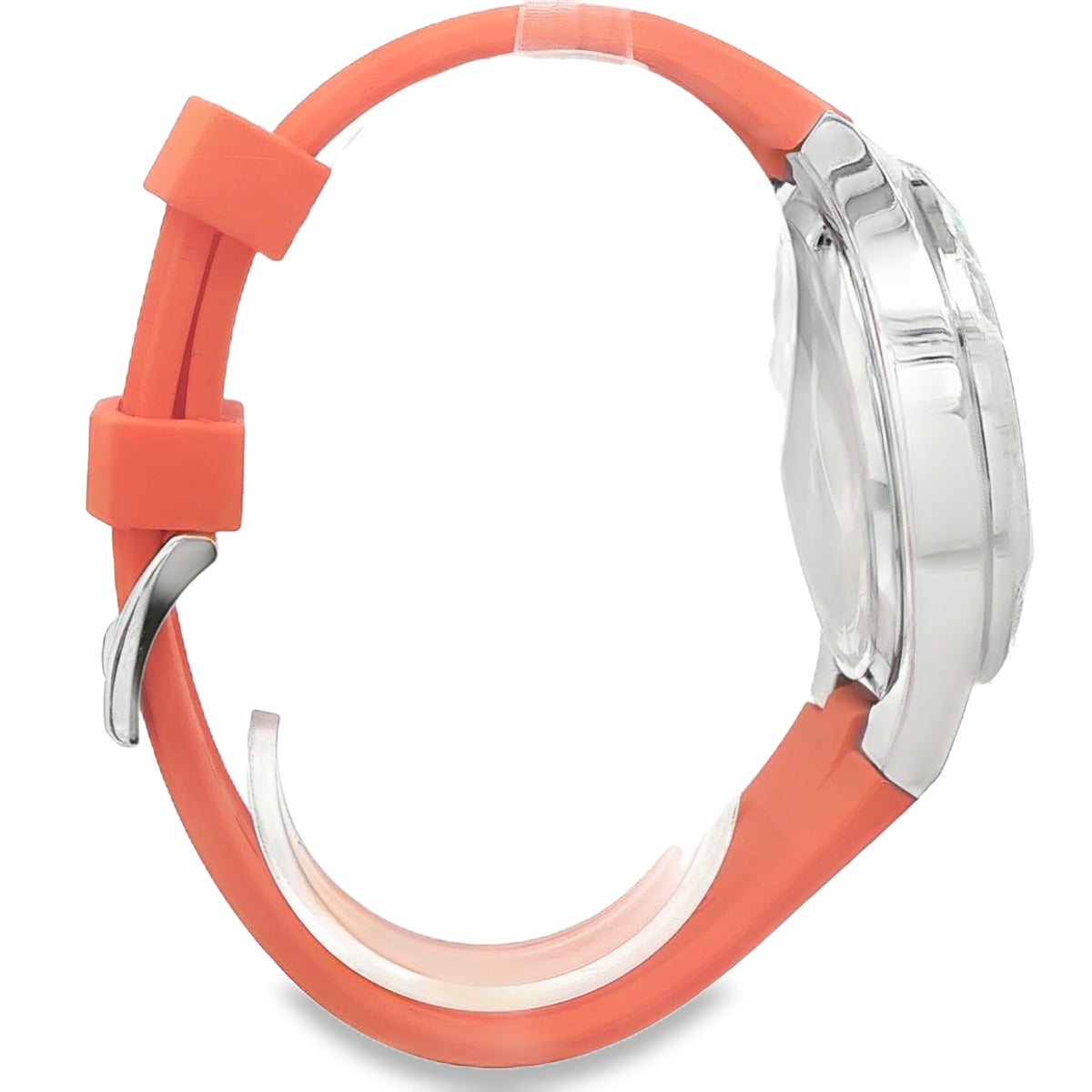 BULOVA SILVER BEZEL ORANGE SILICONE