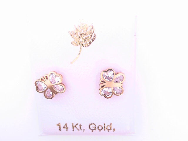 14 KARAT STUD EARRINGS WEIGHT: 0.6G : CZ CLEAR BUT
