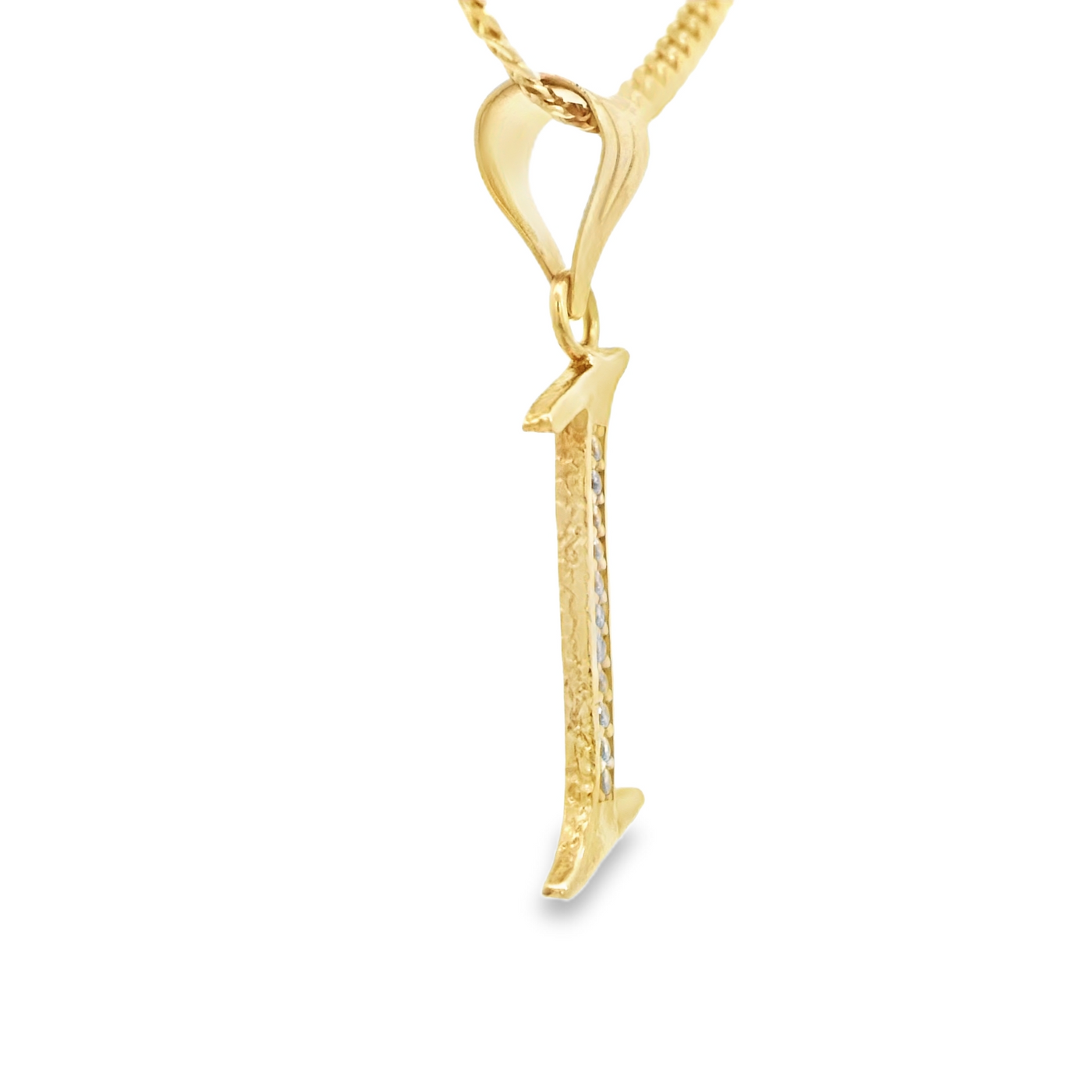 PENDANT 14K LETTER I CZ