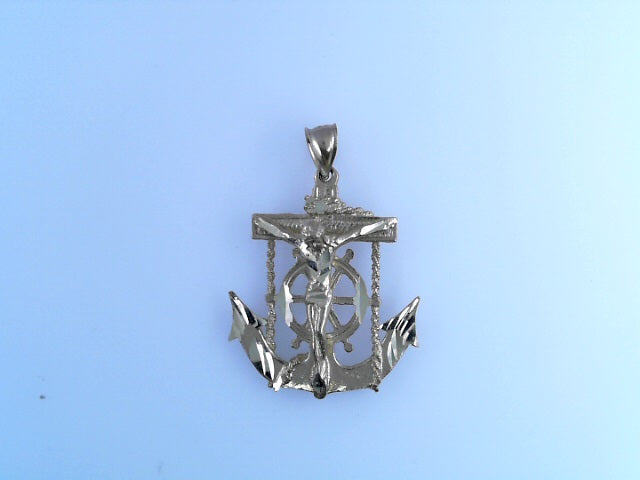 14K PENDENT 6.5G ANCHOR JESUS DC TEXTURED FINISH