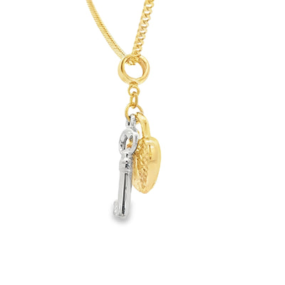 14KP HEART KEY 2TONE HEART KEY