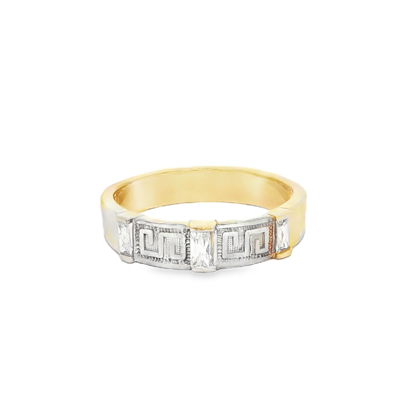 14 KARAT RING SIZE 10 WEIGHT: 4.5G : 5.1MM CZ  GRE