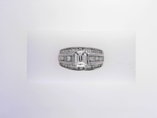 RING 14K DIAMOND EMERALD CENTER 0.75ct  #5.5 1.75c