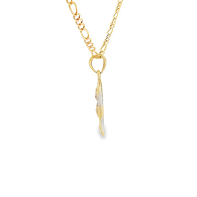 PENDANT 14K PENDANT 2TONE ROSES OVAL