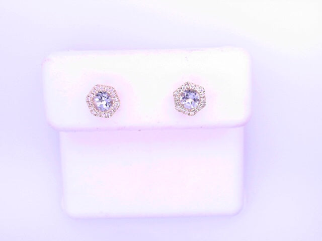 14 KARAT STUD EARRINGS WEIGHT: 1.4G : D 0.10CT AQU