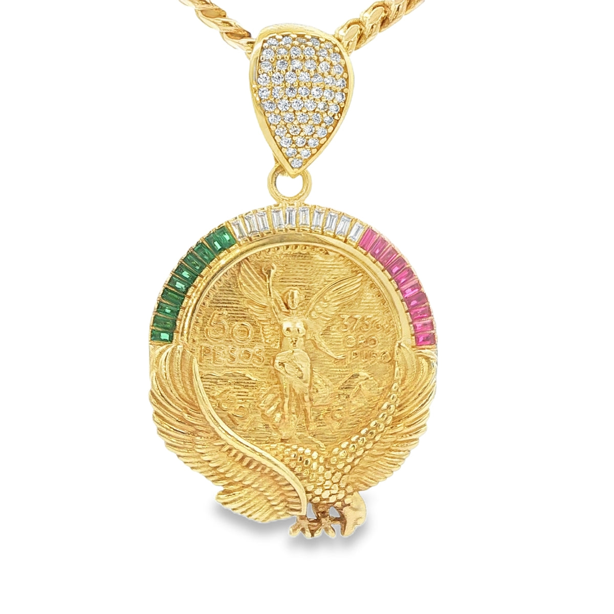 PENDANT 14KP 10.0G COIN BEZEL CZ COIN BEZEL EAGLE