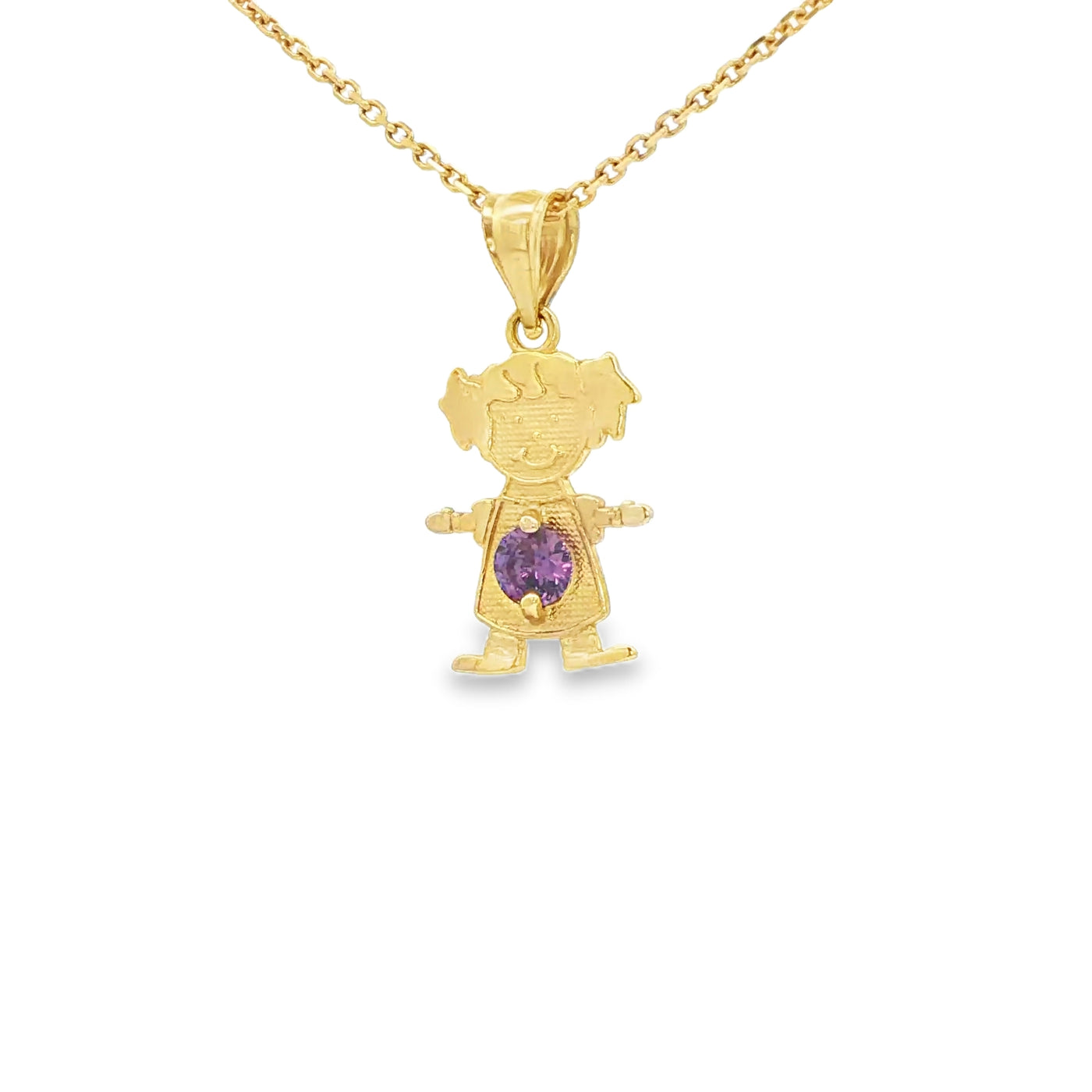 PENDANT 14KP GIRL CZ PURPLE BELLY GIRL