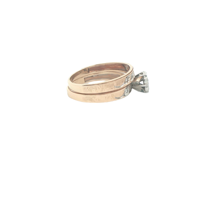 14K WEDDING BAND DIAMOND LEAF SIZE 5